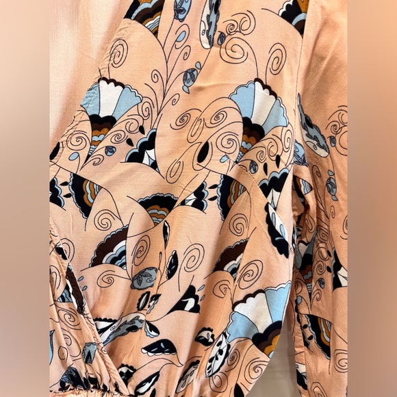 JAASE Jumpsuit Pale Pink Blue Flutter Sleeve Wide Leg Drawstring Tassel Hippie. - Picture 7 of 7